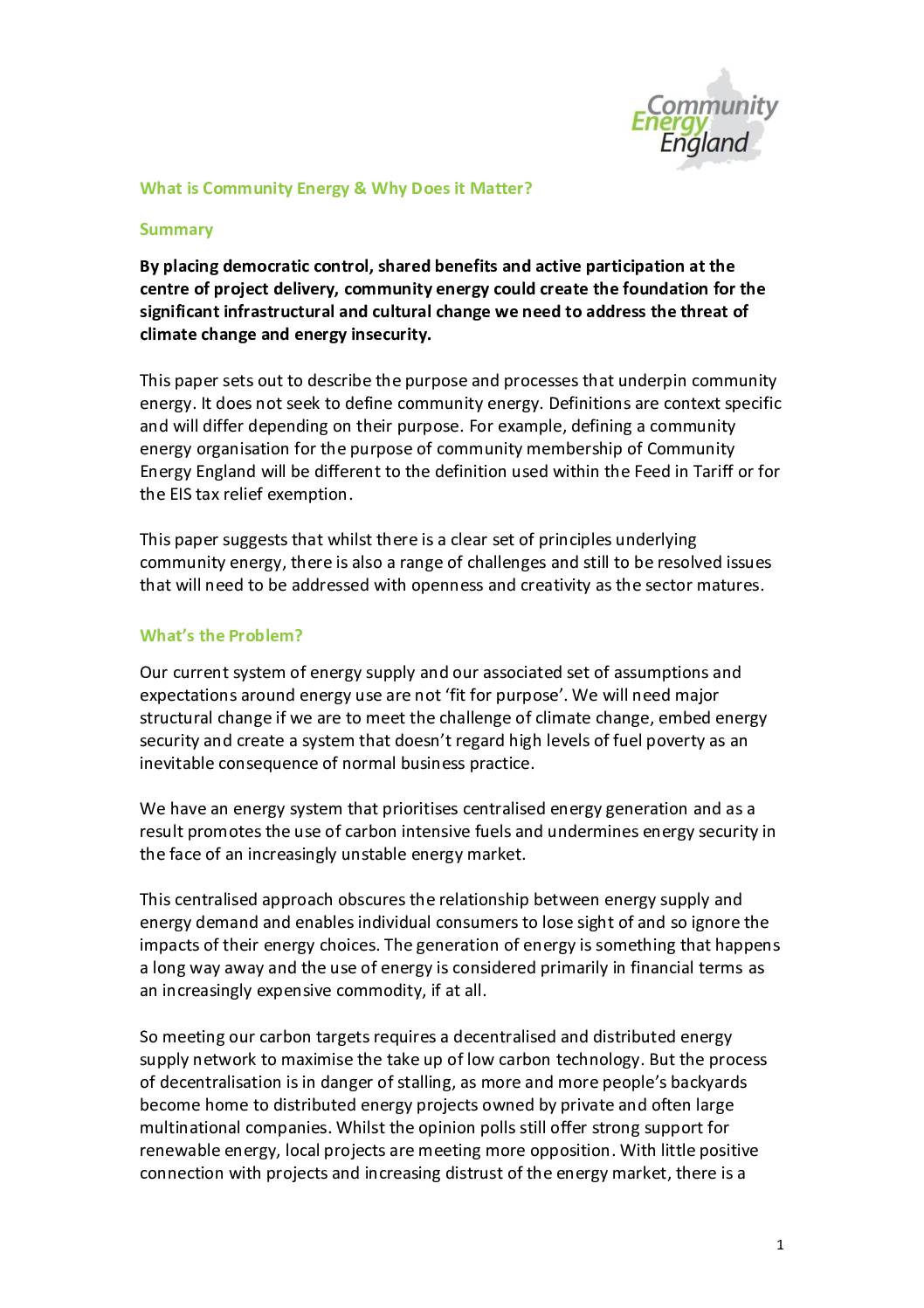 Why does community energy matter?