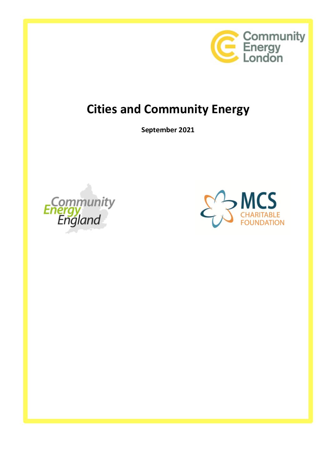 Cities and Community Energy (September 2021)
