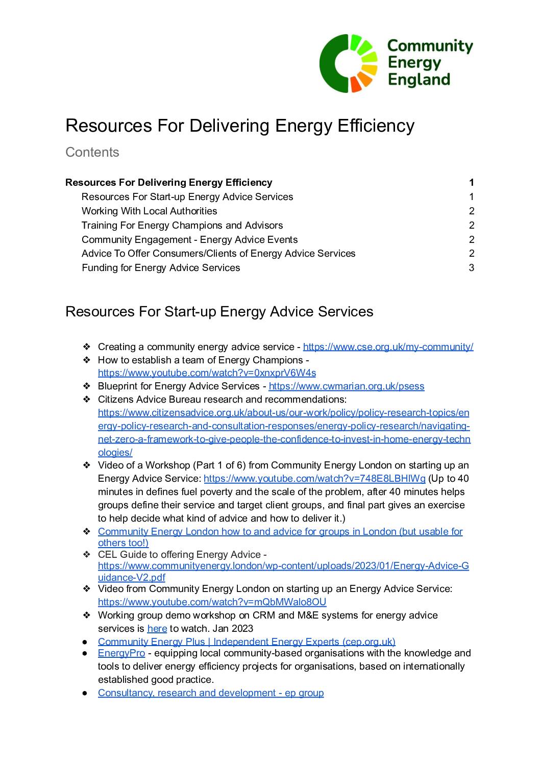 Resources for Delivering Energy Efficiency