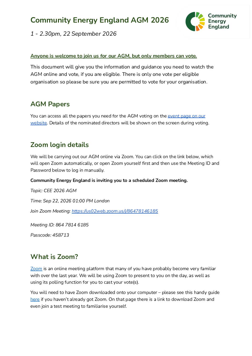 CEE AGM guidance 