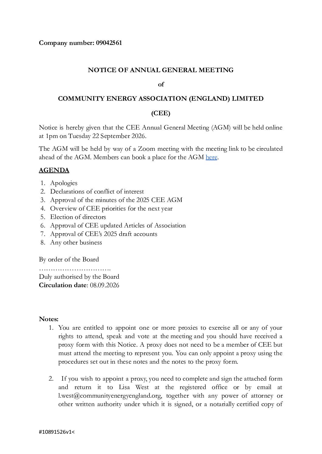 Notice of AGM 
