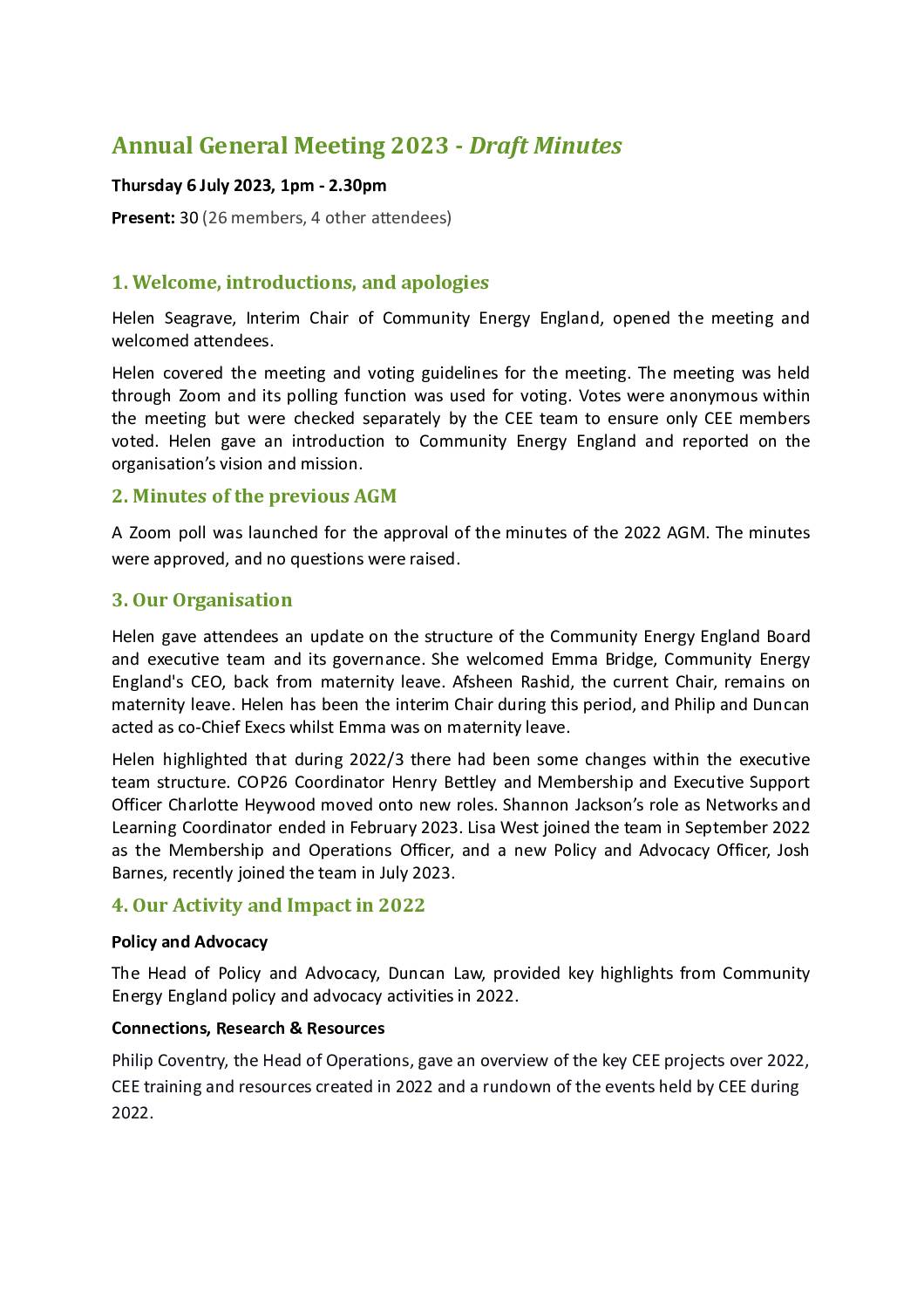 CEE AGM 2023 Draft Minutes