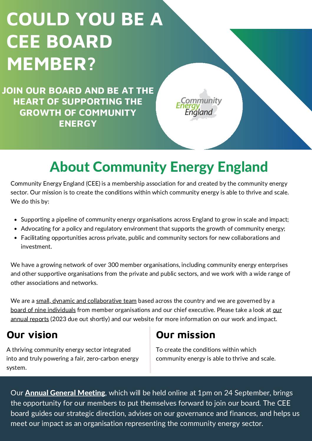 CEE AGM 2024 Board Member Advert