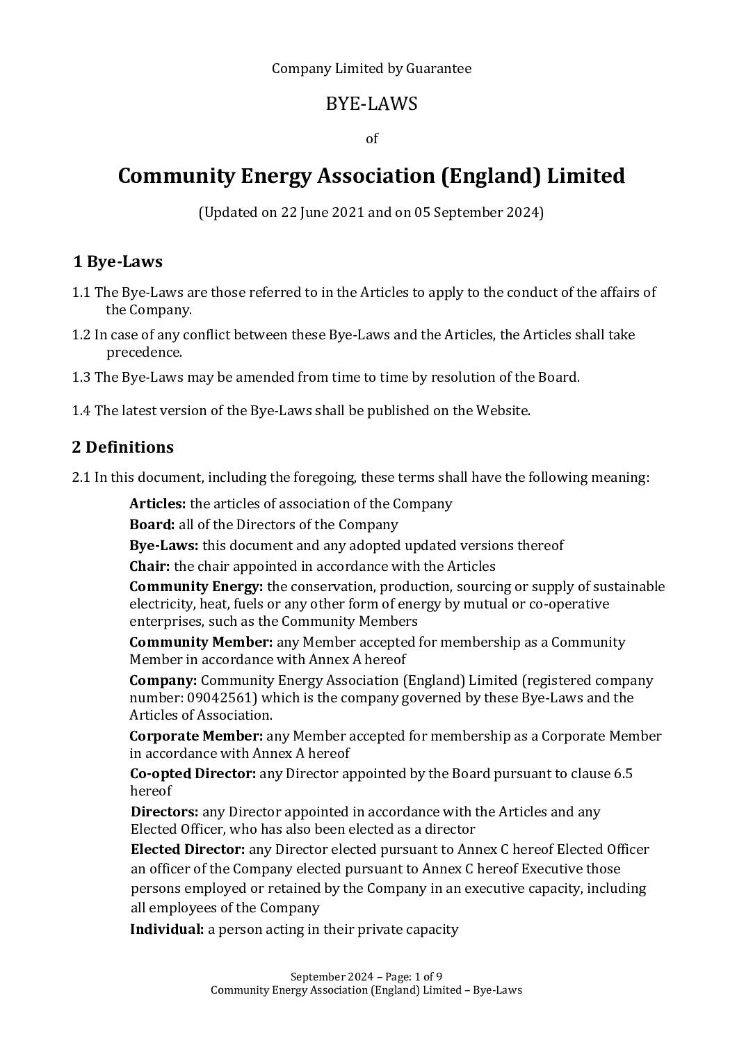 CEE AGM 2024 Bye-Laws - Final Draft