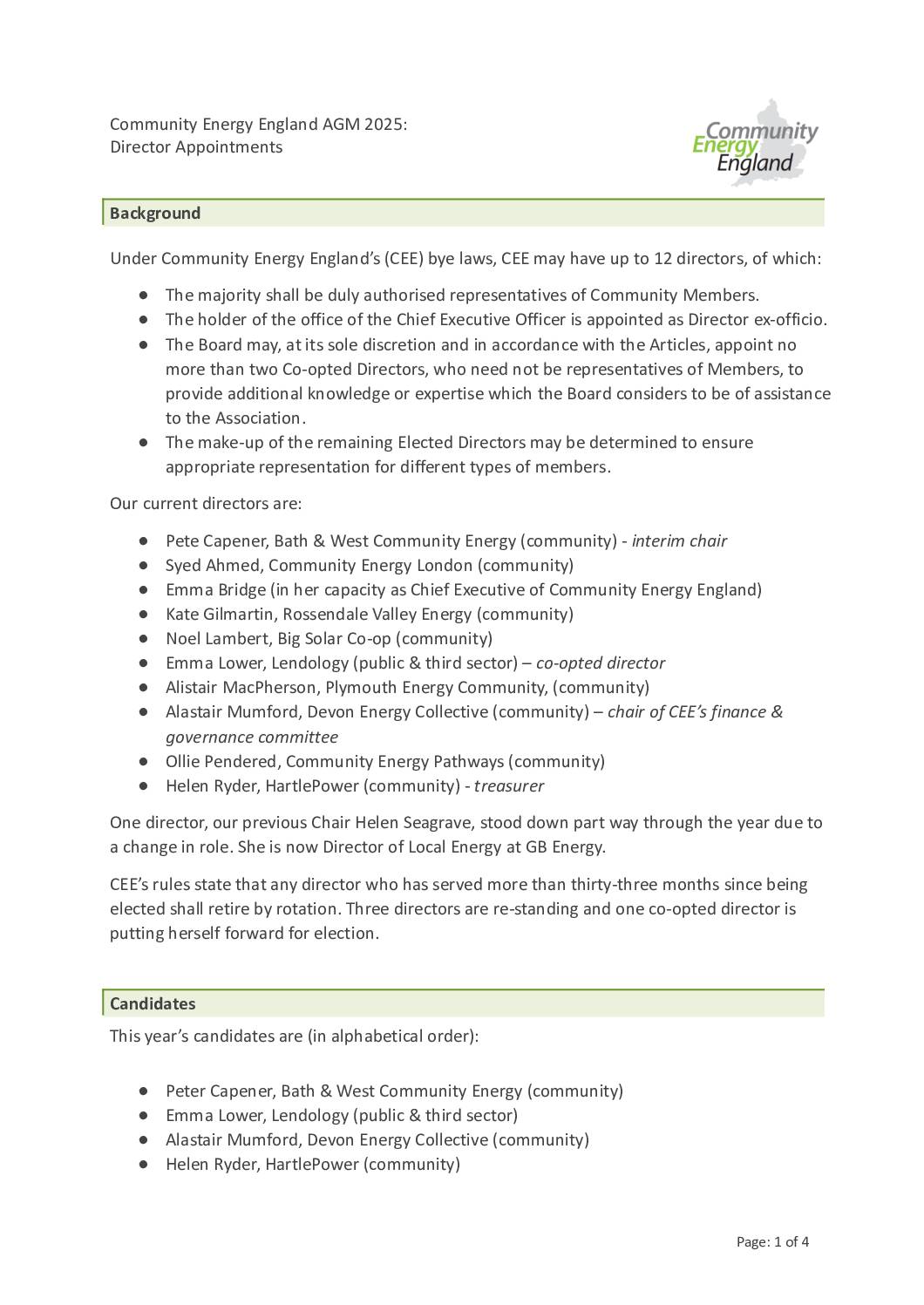 CEE AGM 2025 Director Nominations